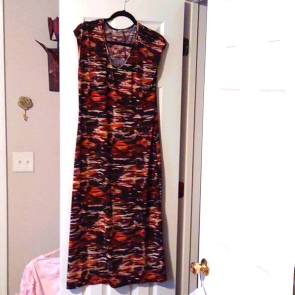 Marbled Brown & Black Pattern Maxi Dress